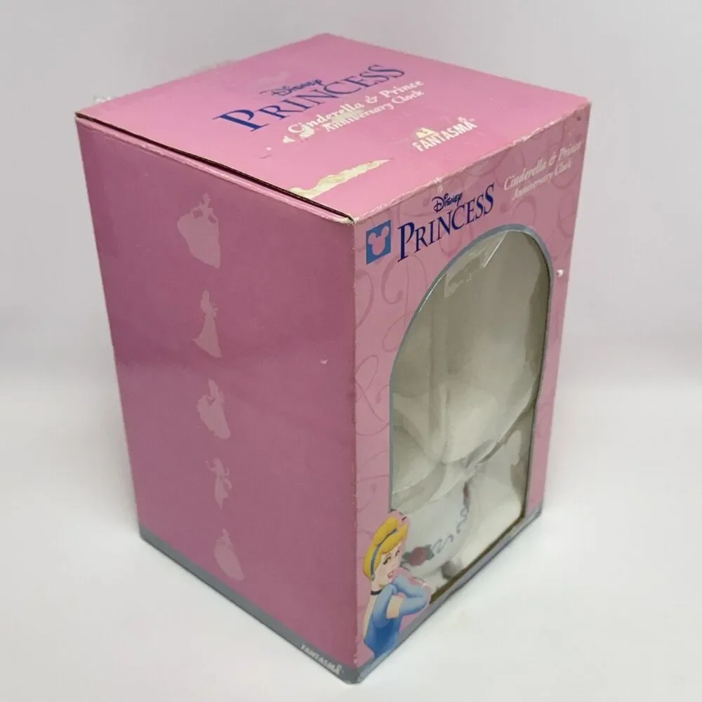 Disney Princess Cinderella & Prince Anniversary Clock, Glass Dome Porcelain Base